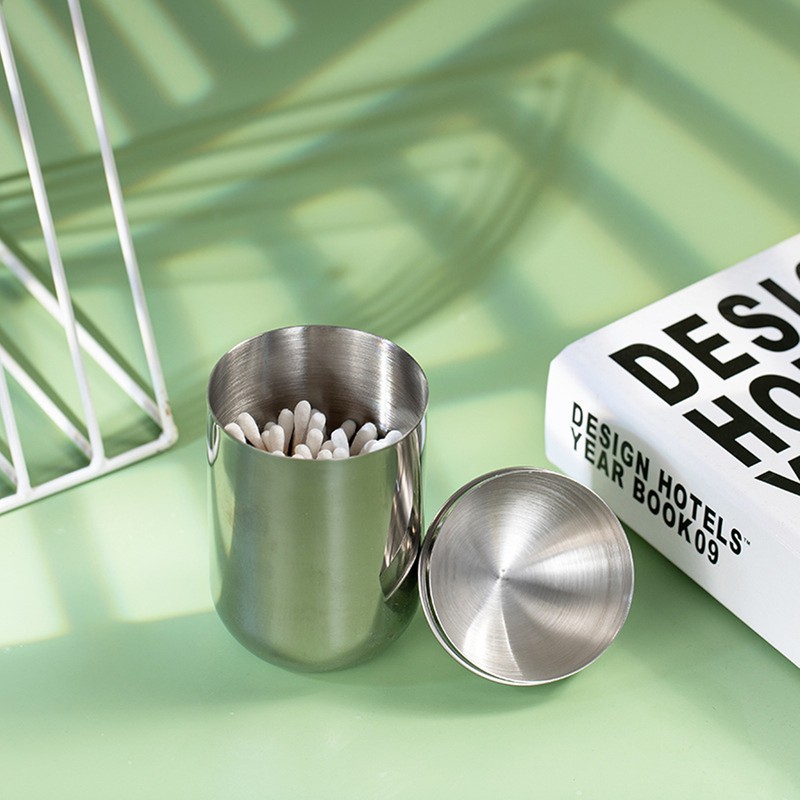 Cotton Swab Holders 304 Stainless Steel Light Luxury Dustproof Cotton