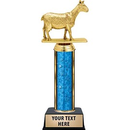 Crown Awards Goat Trophy, 11" Custom Golden Goat Trophy, Engraving Included