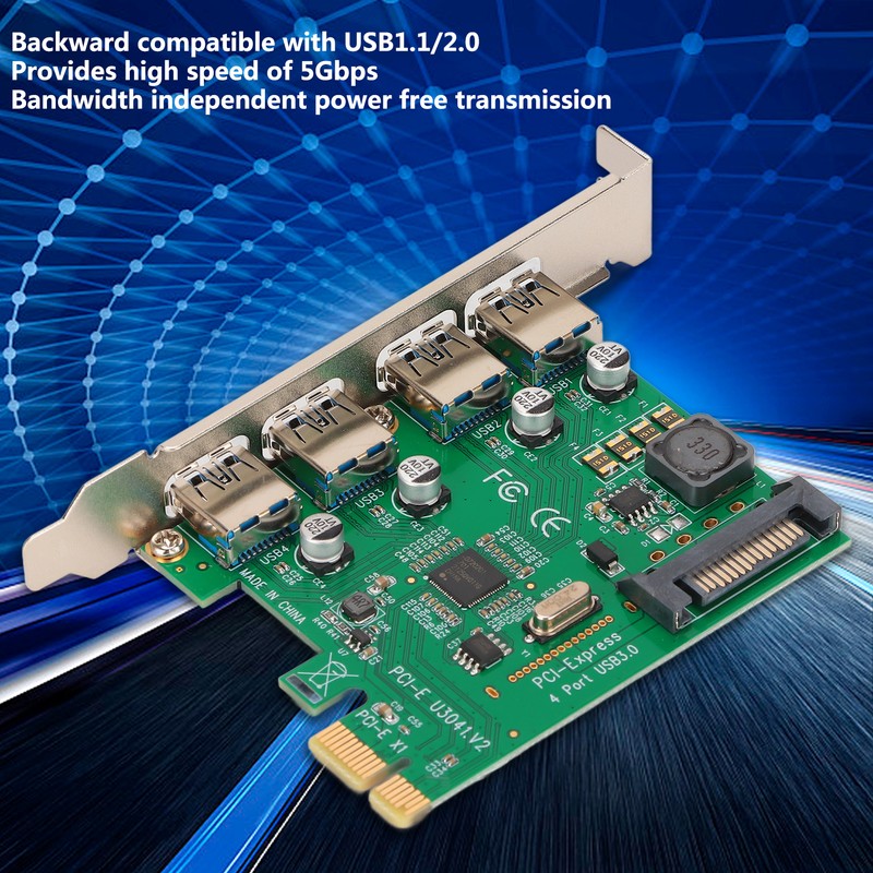 USB3.0 Expansion Card 5Gbps Transmission VIA Chip 4 Ports Enclosed
