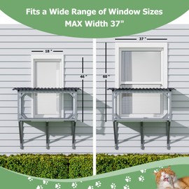 Catio Outdoor Cat Enclosure Window Perch for Sunbathing, Napping, Overlooking Hammock for Safely Enjoying Outdoor Sights - All Weather Use