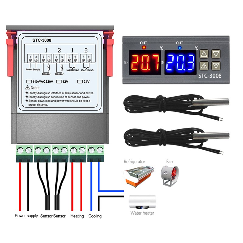 Digital Display Temperature Controller Microcomputer Intelligent Dual Control Electronic Adjustable