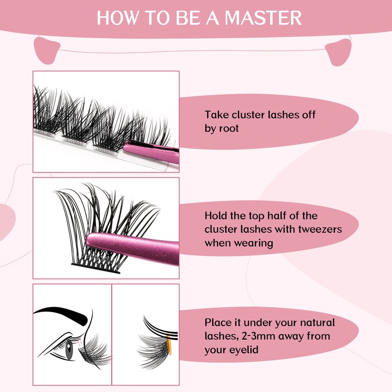 Individual Cluster Eyelashes, Individual False Eyelash Clusters for Use at