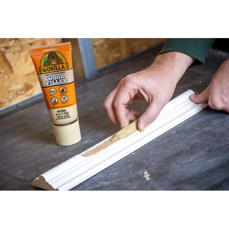 Gorilla All Purpose Wood Filler, 6oz Tube, Natural (Pack of