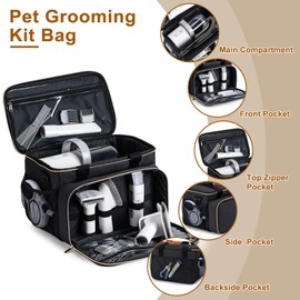 BABEYER Dog Grooming Vacuum Bag, Pet Grooming Kit Bag Perfect for Dog Hair Vacuum & Grooming Tool Kit Accessories- Black