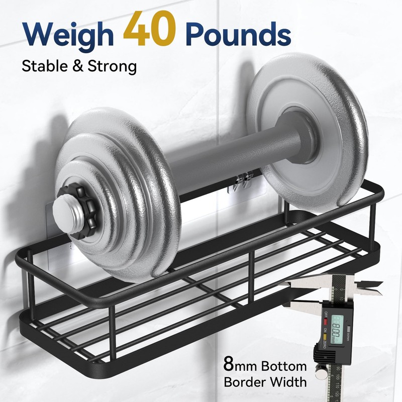 YASONIC Shower Caddy Adhesive, No Drill Bathroom Shower Organizers, with