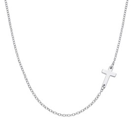 Yimofy Dainty Cross Necklace for Women Silver Plated Sideways Cross Pendant Necklaces Minimalist Faith Choker Chain Necklace Jewelry Gifts for Women Girls