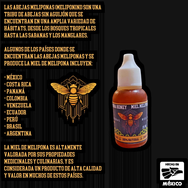 melipona y jimerito JIMERITO HONEY, MIEL MELIPONA GOTAS, 20ML,100% PURE