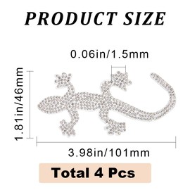 GORGECRAFT 4 Inch 4Pcs Crystal Car Stickers Bling Rhinestone Decal Gecko Decals for Cars Self Adhesive Appliques Shiny Badge Sticker Glitter Automotive Exterior Accessories for Window Laptops Decor