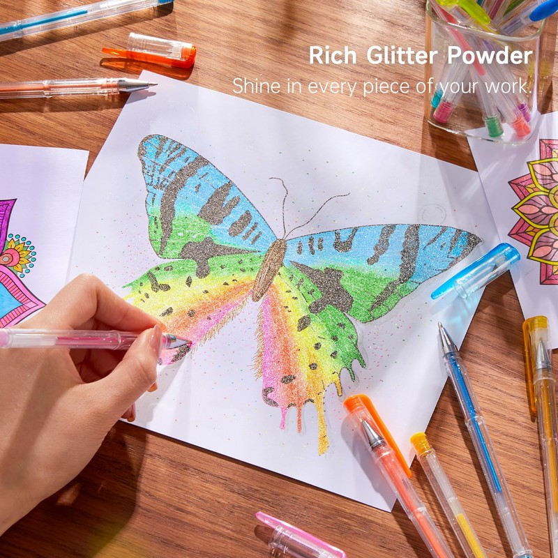 Shuttle Art 240 Pack Glitter Gel Pens, 120 Colors Glitter