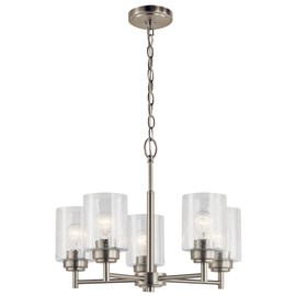 Kichler Kichler Winslow 19.75" Chandelier in Brushed Nickel, 5-Light Chandelier for Dining Room, Living Room, or Bedroom, Clear Seeded Glass, (19.75" W x 16" H), 44030NI