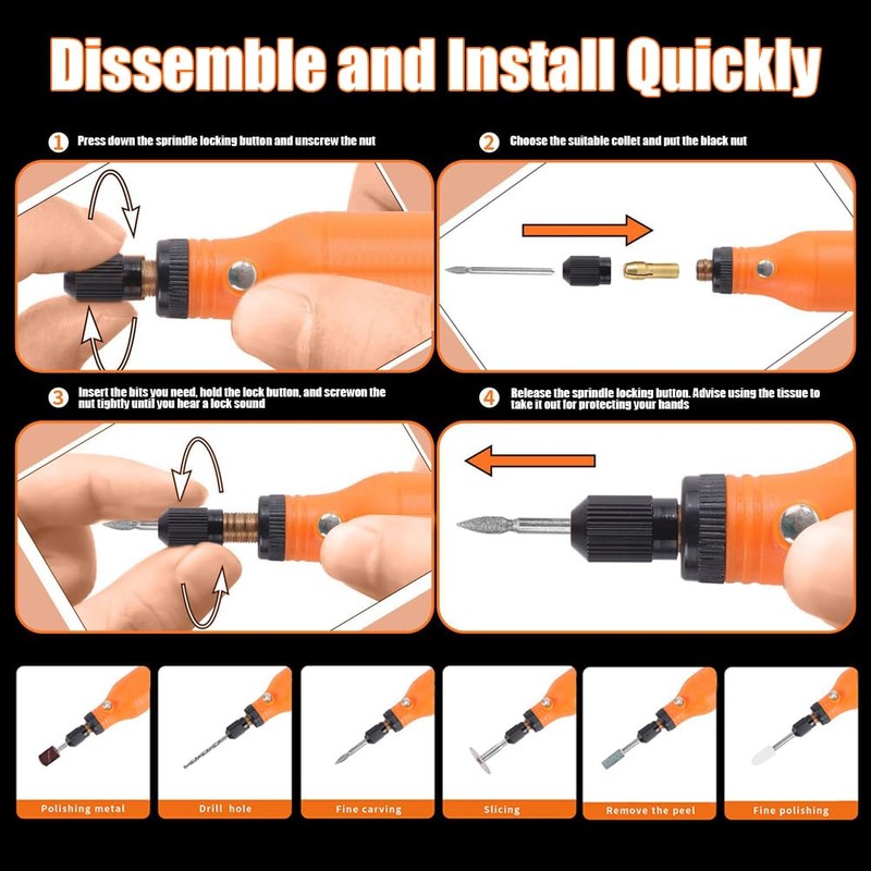 Powerful Mini Cordless Rotary Tool Kit with 5-Speed and USB