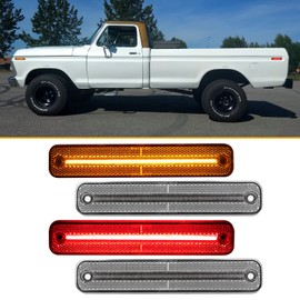 Aexploer LED Side Marker Lights Compatible with F100/150/250/350 1973-1979,for Econoline E100/150/250 1975-1991,for Bronco 1978-1979,Side Markers Lamps Lights Assembly(Clear Lens)