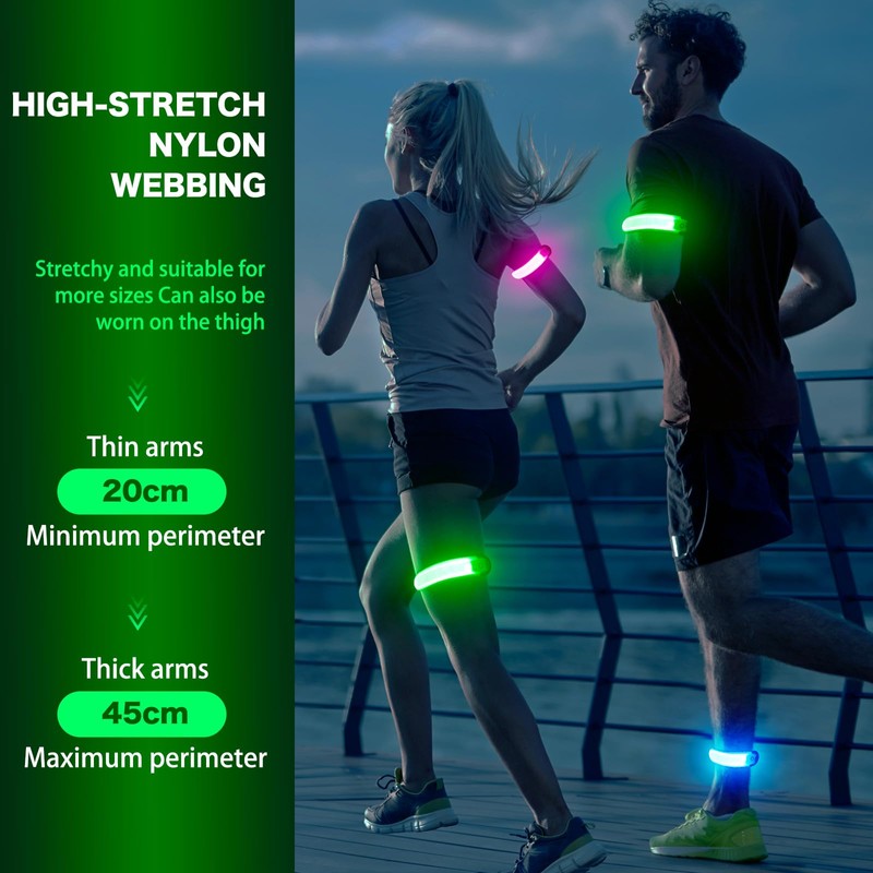 KOSKILL LED Armband Running USB Rechargeable(2 Pack), High Visibility Wristband