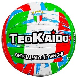 CUCUBA Volleyball Beach Volley Water Resistant Power Model with Italian Crest (White Red Green) for Training or Playing Diameter 21 cm