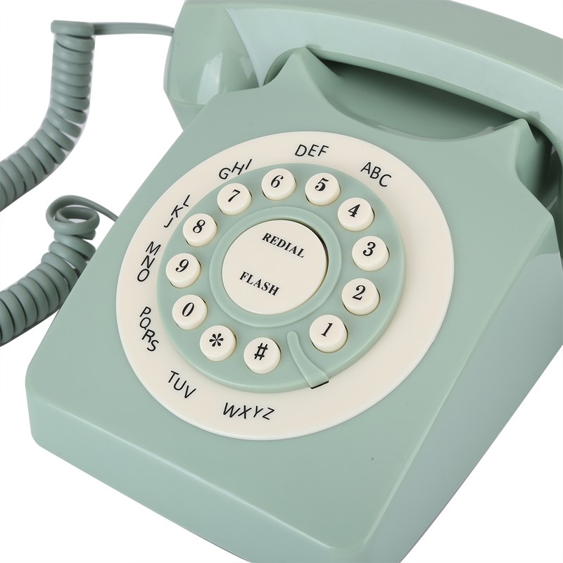 Antique European Vintag Landline Telephone Green High Definition Call Large