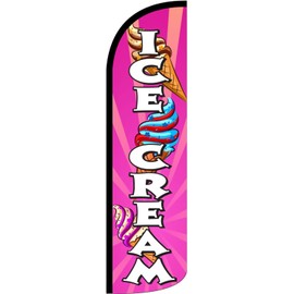 4 Less Co ICE CREAM Windless Swooper Flag Feather Banner Sign 3x11.5 ft Tall (Flag Only) pq80