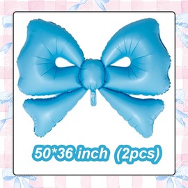 2 Pcs 50 Inch Blue Bow Balloons for Blue Bow Coquette Birthday Decorations, Wedding Baby Shower, Bachelorette Party Decoration