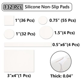 Jayen 132 Pcs Non Slip Self-Adhesive Silicone Cuttable Furniture Pads, Anti-Sliding Anti-Scratch Rubber Floor Protectors for Any Furniture and Appliances - White (Matte)