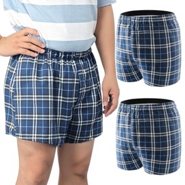 SPKLANDS Incontinence Underwear for Men Washable 2 Pack Mens Leakproof Underwear with Front Fly for Bladder Leakage Protection Instant Absorbency Mens Incontinence Boxers (Small, Light Blue Plaid)