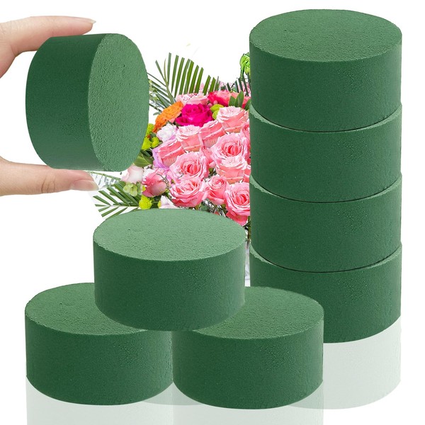 6 Pcs Round Floral Foam Blocks,3 in Green Wet Dry