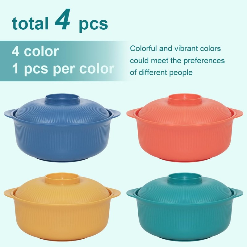 Oylnidea 4pcs Unbreakable Cereal Bowls- Microwave & Dishwasher Safe BPA-Free