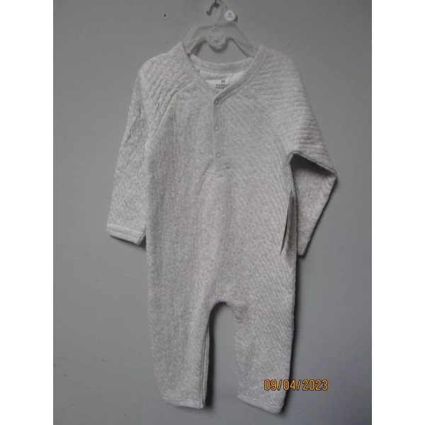 Honest Baby Clothing Unisex Light Gray Matelasse Coverall Size 12M