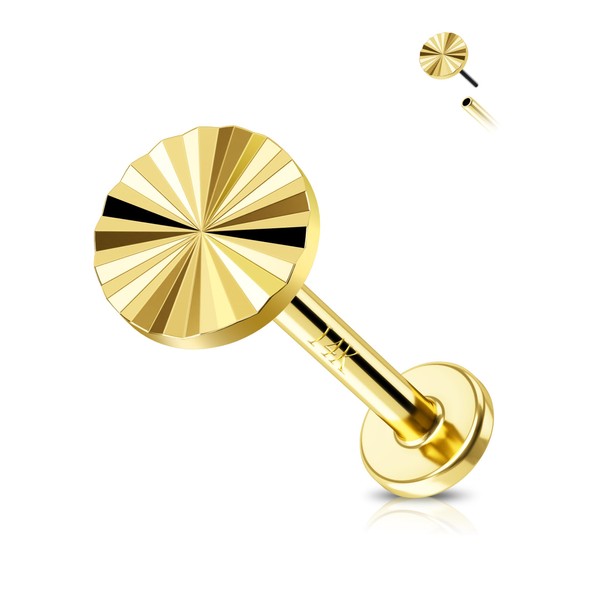 Jewseen 14K Gold Flat Back Earrings Titanium Top in Push