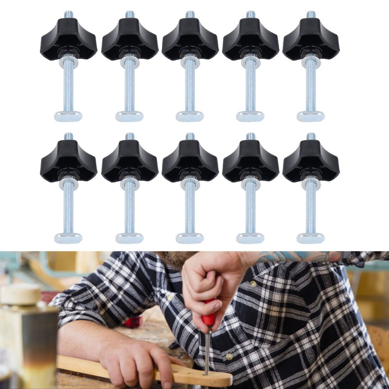 10 Sets T Track Knobs Stainless Steel M8x100mm Threaded Bolt