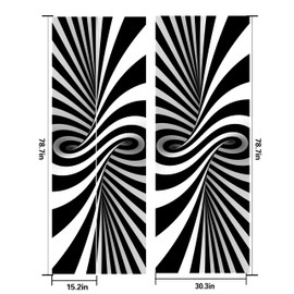 FLFK 3D Door Mural - Peel and Stick, Removable Self-Adhesive Black & White Modern Door Wallpaper for Home Decor, 30.3"W x 78.7"L, Set of 2 Sheets