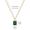 18k Tiny Square Emerald Necklace Green Necklace Gold Pendant Necklace