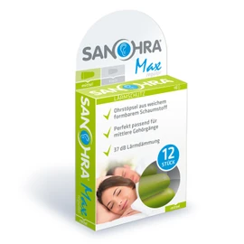 Sanohra Max Adults with Earplugs 37 SNR Noise Isolation, Pack of 12