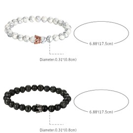Aroncent King&Queen Crown Couple Bracelets His and Her Friendship 8mm Beads Bracelet Buddhist Prayer Wrist