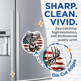 (2 Pack) Rustic American Flag Design Magnet - 5" On Longest Side - Sticks to Smooth Flat Surfaces - Made in USA - MAG9832