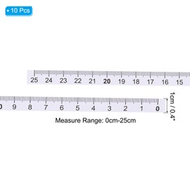 PATIKIL Adhesive Ruler, 10 Pack 25cm Backed Tape Measures Tape Sticker Tape Waterproof for Workbench Sewing Saw Drafting Table,White Background Black Text