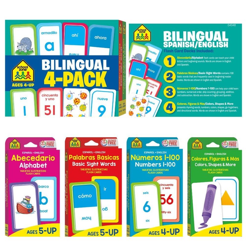 Bilingual Spanish/English Flash Card 4-Pack