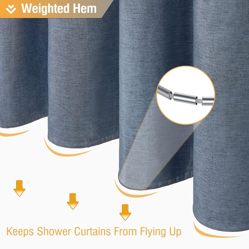 BTTN Fabric Shower Curtain, Linen Textured Heavy Duty Polyester Cloth