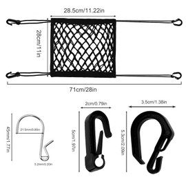 2PCS Motorcycle Cargo Net, Motorcycle Bungee Cargo Net 10.3"X15.4" Helmet Net Luggage Rack High Elastic Double Layer Bungee Net Thicken Motorcycle Accessories with Adjustable Hooks for Motorcycle Bike