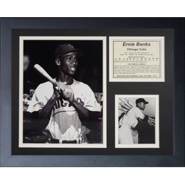 Legends Never Die "Ernie Banks Chicago Cubs Black and White Framed Photo Collage, 11 x 14-Inch, (11061U)