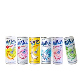 Lotte Milkis 6 Flavors Combo (Original, Apple, Melon, Peach, Banana, & Strawberry) (6 Flavors, Pack of 1)