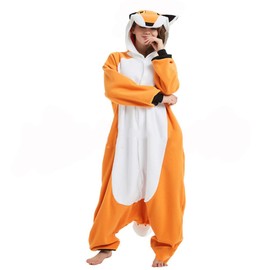 Funnyparty Animal Fox Pajamas Costume Unisex Adult Cosplay Jumpsuit Orange M