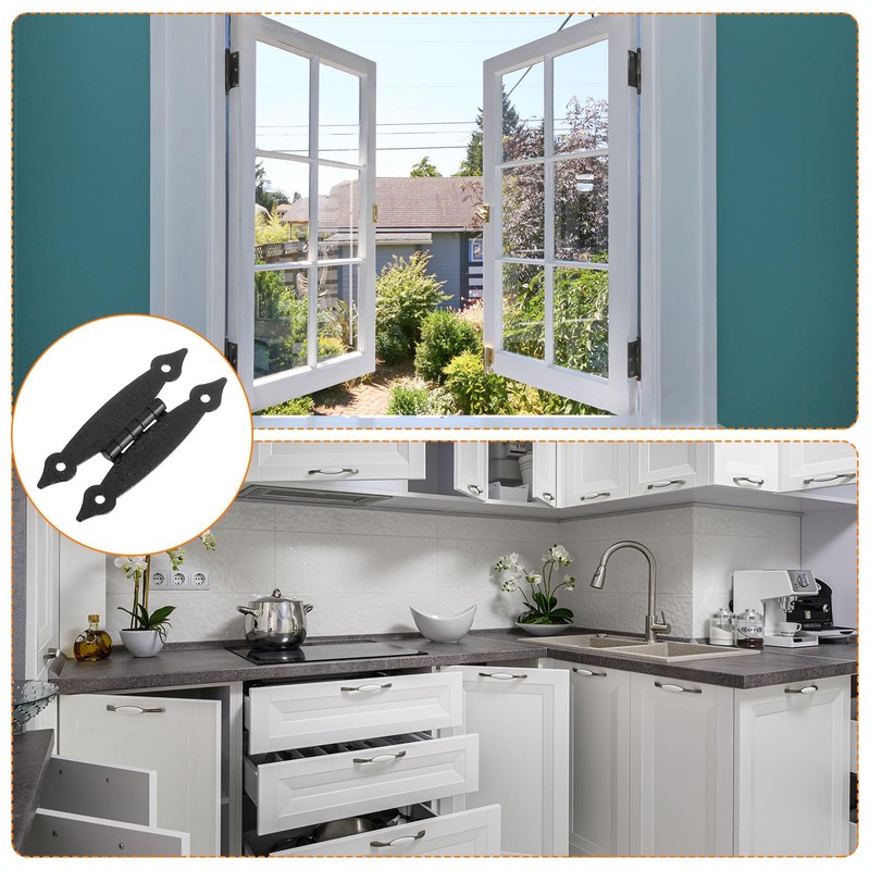 sourcing map 4Pcs H-Hinge Metal Flat Hinge Cabinet Door Hinge