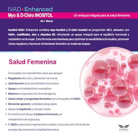ETERNAL NUTRITION Inositol 40:1, Myo + D-Chiro Reforzado con Precursores Triples NAD+, NR, NMN, Folato y D3 | 520 g · 200 Porciones | Bienestar Hormonal, Salud Reproductiva Femenina y Energía