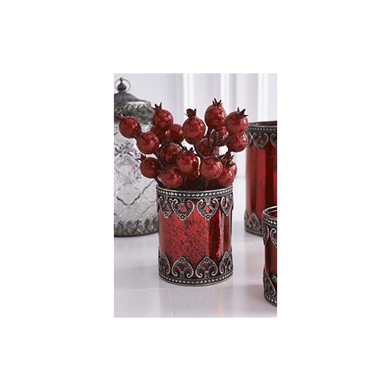 K&K Interiors 4.5 Inch Red Mercury Glass Holder