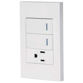 Volteck PA-APCO-E2B, Placa armada 2 interruptores 1 contacto línea Española color blanco