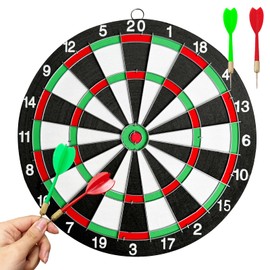 Cork Dartboard, Includes 4 Darts Metal Tip, Professional Number Ring Dartboard Set with Dart Tool, Wall Mount (12 Inches)
