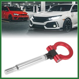Motoforti Red Car Front Bumper Trailer Ring Eye Towing Tow Hook Screw Long-lasting