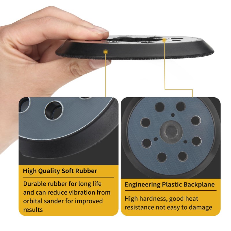 3 Pack 5 Inch 8 Hole Orbital Sander Replacement Pad