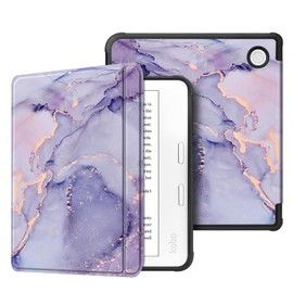 Fintie Case for Tolino Vision Color (2024) / Kobo Libra Colour (2024) 7 Inch eReader - Super Light Soft TPU Back Cover Protective Case with Auto Sleep/Wake and Magnetic Closure, Purple Marble