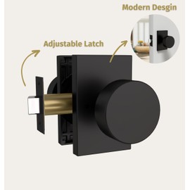 Mega Handles - Laura Passage I Door Knob for Hallway, Closet and Bathroom I Reversible Heavy Duty Design I Fits All Standard Door Sizes I Screws Included - Black Matte (1 Pack)