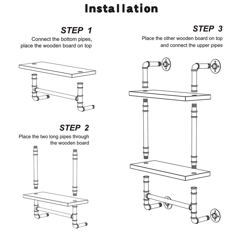 Industrial Pipe Bathroom Shelf,Rustic Wood Wall Mount Shelf with Towel